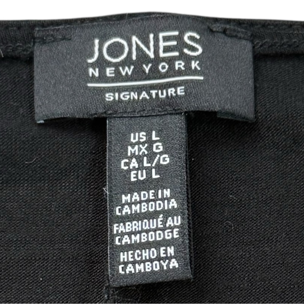 Jones New York Tunic Top Womens L Black Cold Shoulder Stretch Knit Casual - Picture 5 of 11